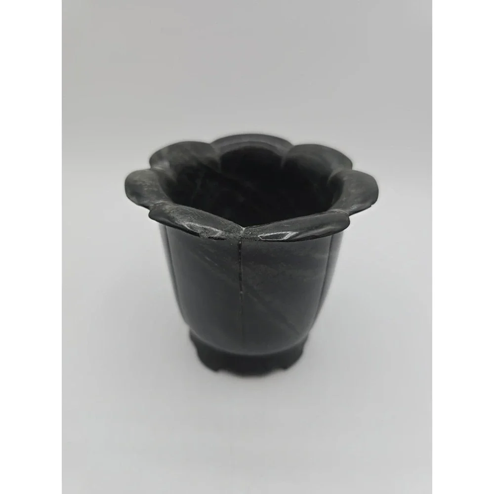 Vtg Floral Petal‎ Candleholder Or Mini Vase Stone Rock Heavy